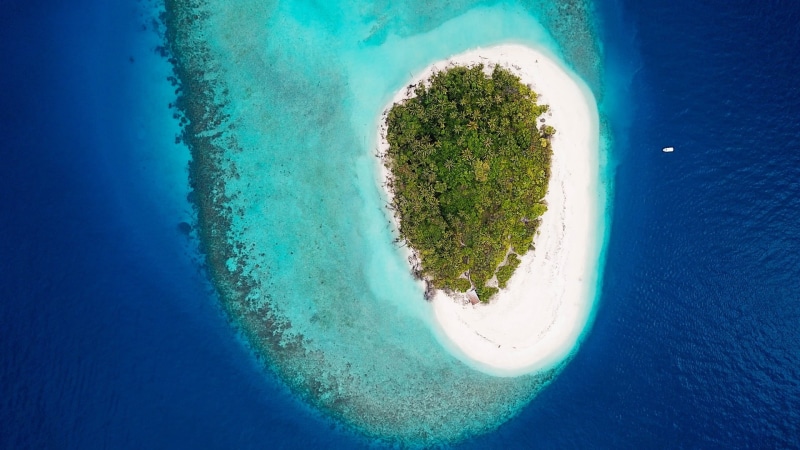 maldives, scenics - nature, idyllic, drone view, turquoise colored, 1080P, water, aerial view, blue, island, tranquility, land, travel destinations, tree