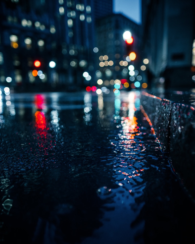 nature, motor vehicle, 4K, outdoors, selective, wet, building, nightlife, street, land vehicle, dark, urban, no people, illuminated, road, car, rainy season