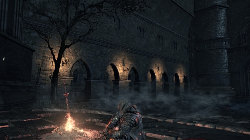 night, flame, video games, building, bonfires, dead trees, celebration, burning, arch, 2K, Dark Souls, black, metal, place of worship, built structure