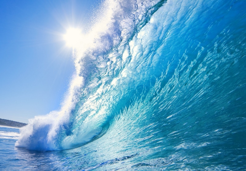 outdoors, day, bright, splashing, scenics - nature, sport, water, power in nature, 5K, nature, sea, wave, breaking, waves, no people, Sun, sunlight