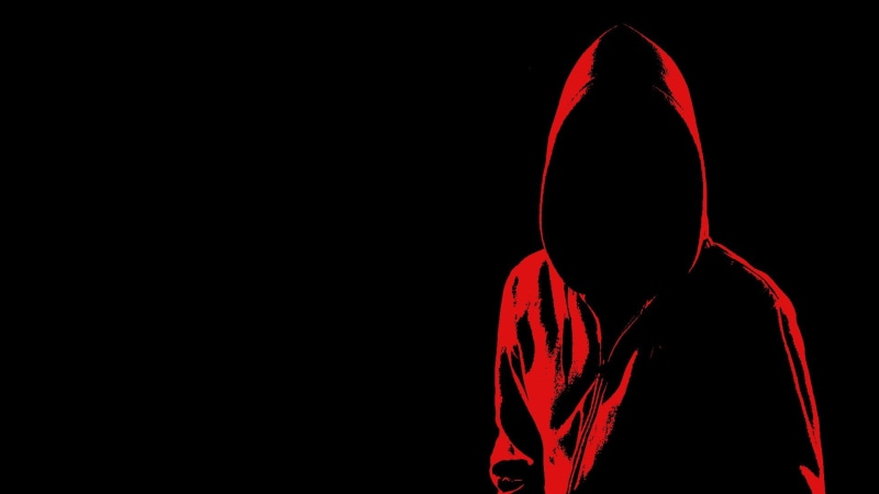 1080P, indoors, hoodie, waist up, unrecognizable person, studio shot, front view, black, clothing, hooded shirt, dark, Anonymous, illustration, headshot