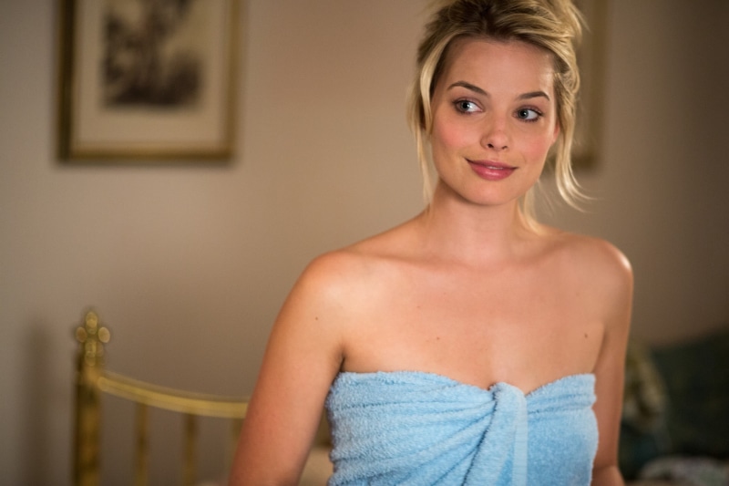 beautiful woman, hair, looking at camera, hairstyle, bare shoulders, adult, towel, emotion, one person, Margot Robbie, blond hair, front view, portrait