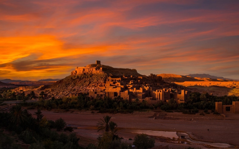 River, Africa, House, City, 2K, Dusk, Morocco, Desert