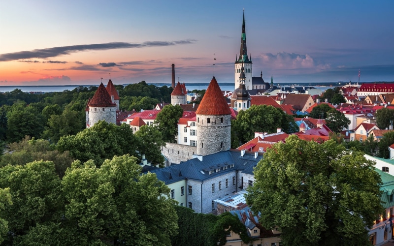 Estonia, Trees, City, 1080P, Summer, Houses, Dusk, Tallinn