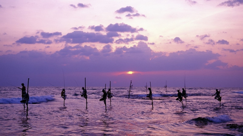 People, sri, Fishing, 1080P, Dusk, lanka, Sea, SriLanka