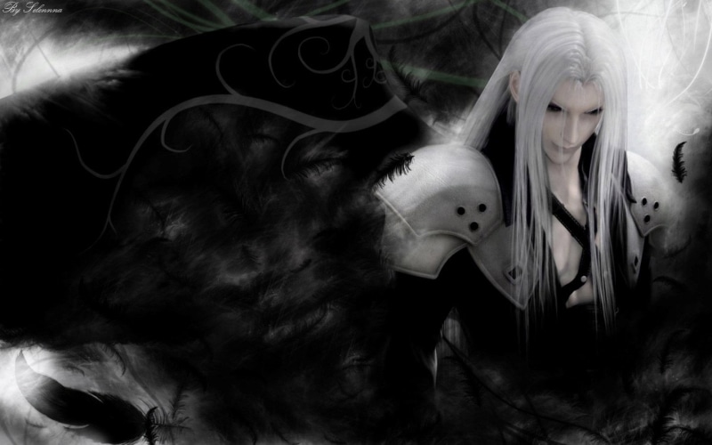 females, indoors, long hair, hairstyle, spooky, fantasy, real people, Sephiroth (Final Fantasy), human representation, digital, young women