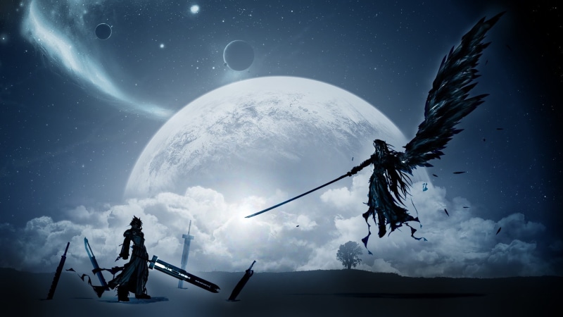 video games, wings, Final Fantasy, planet, Sephiroth, Moon, 1080P, Cloud Strife
