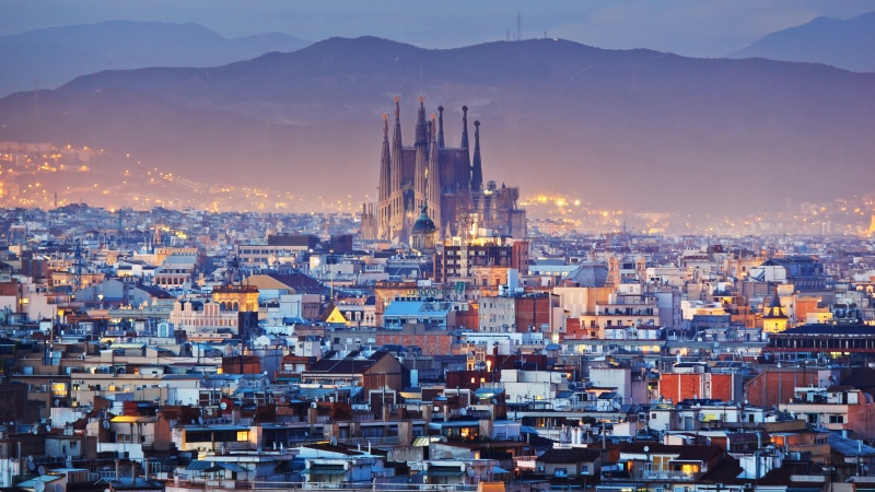 skyline, europe, morning, 4K, down, metropolis, downtown, barcelona, dusk, metropolitan area, sky, town, spain, cityscape