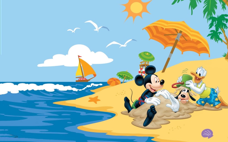 summer, adventures, disney, goofy, beach, mickey, mouse, donald, 1080P, duck, hd
