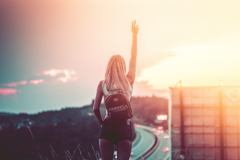 hiking, fun, sunrays, limb, sunset, happy, thinking, human body part, summer, sun, evening, lifestyles, human arm, feelings, walk, freedom, reach, beautiful woman