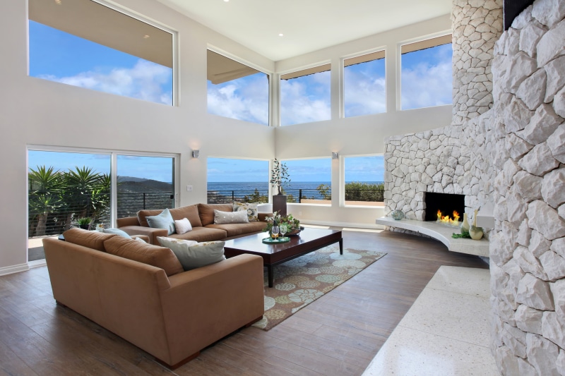 built structure, wide, new, fireplace, 4K, luxury, sofa, parquet Floor, piece, brown, interior, decor, residential Building, cozy, no People, home showcase interior