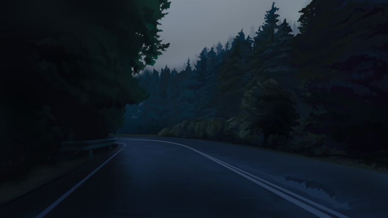 Everlasting Summer, Road, Nature, Forest, 1080P, Anime, Night