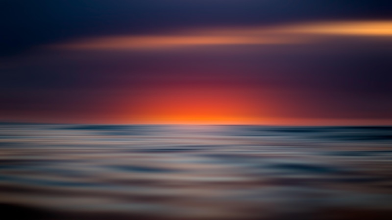 water, seascape, calm, sea, sunset, ocean, 8k uhd, waterscape, afterglow, horizon, dusk, wave, 8K, red sky, 8k, sky