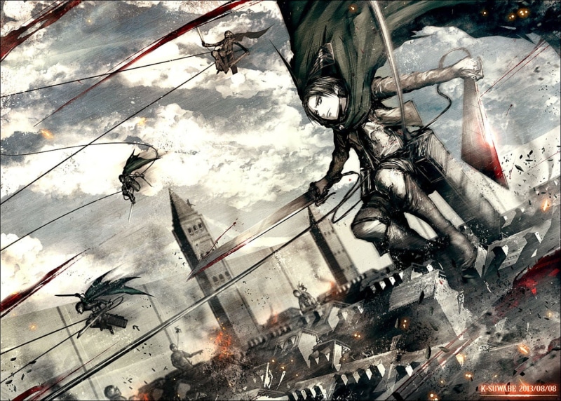 Shingeki no Kyojin, nature, digital composite, 720P, high angle view, messy, bicycle, transportation, titans, attack, no people, cloud - sky, tree, land vehicle