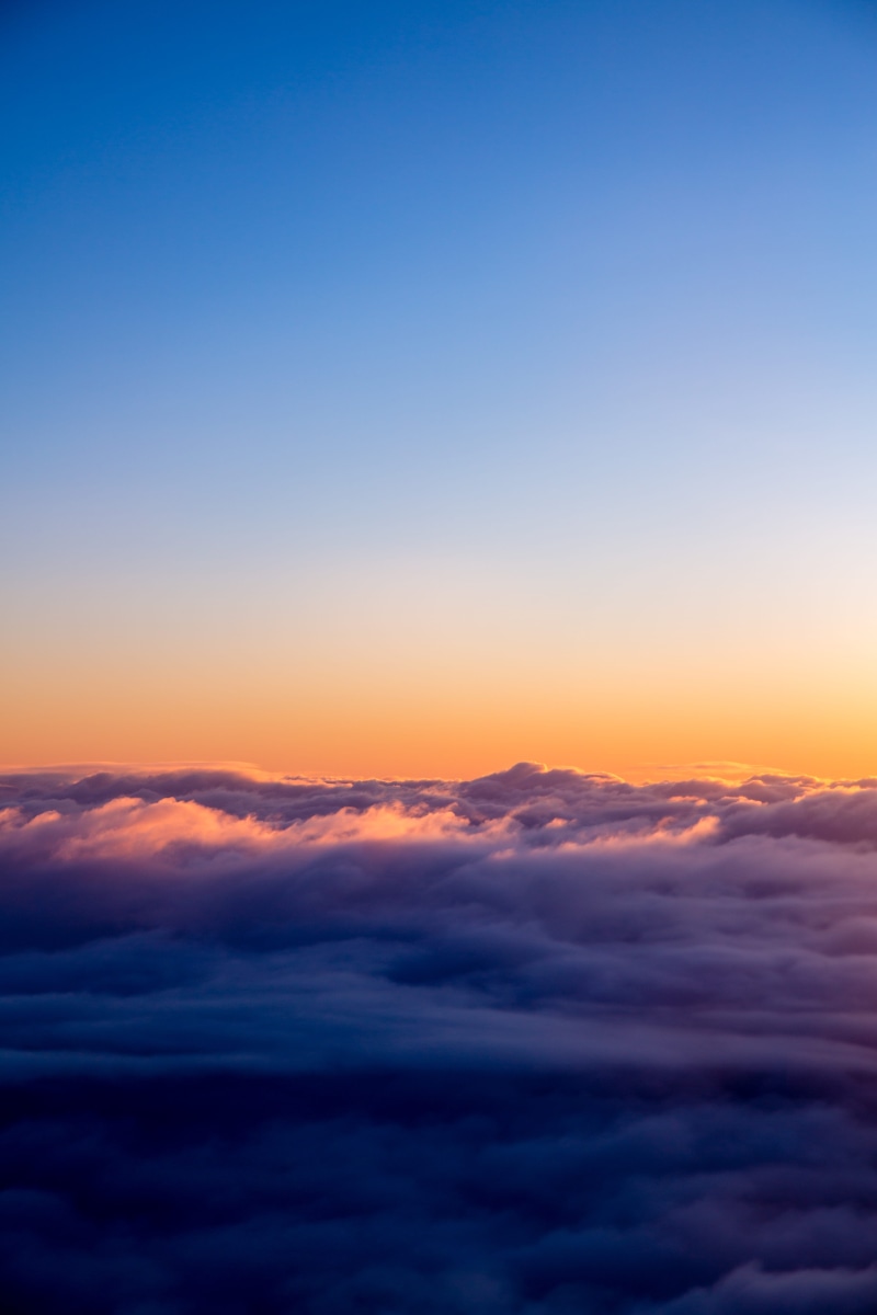 aerial View, orange sky, sun, sunset, minimalistic, flying, sunlight, dusk, cloudscape, horizon, air, above, minimal, no People, summer, light - Natural Phenomenon