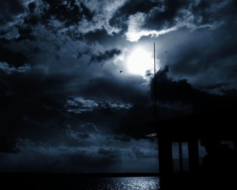 storm, sea, time, nature, dark, cloudy, 720P, cloud - Sky, sky, moon, sunset, cloudscape, night