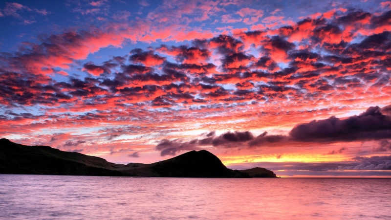 2K, amanecer-mar-cielo*rojo-nube-naturaleza-paisaje