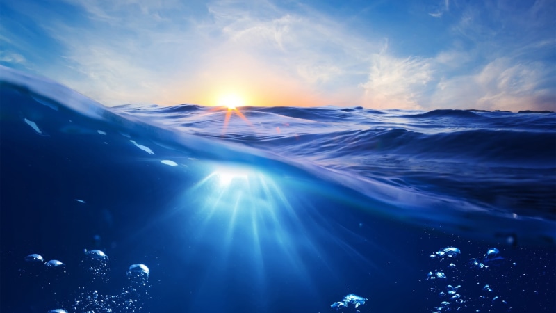 azul, mar, naturaleza, 2K, sol