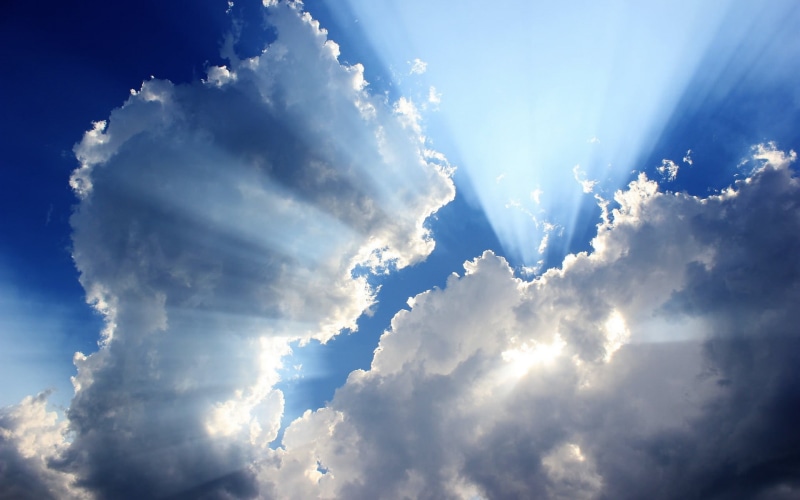 1080P, Sky, Clouds, White, Rays, Sun, Blue
