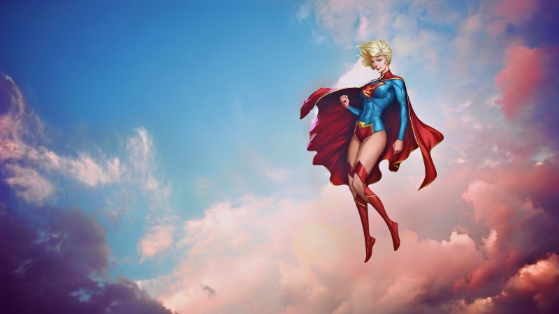 clothing, blue, art and craft, representation, female likeness, DC Comics, multi colored, full length, sky, human representation, outdoors, Stanley Lau