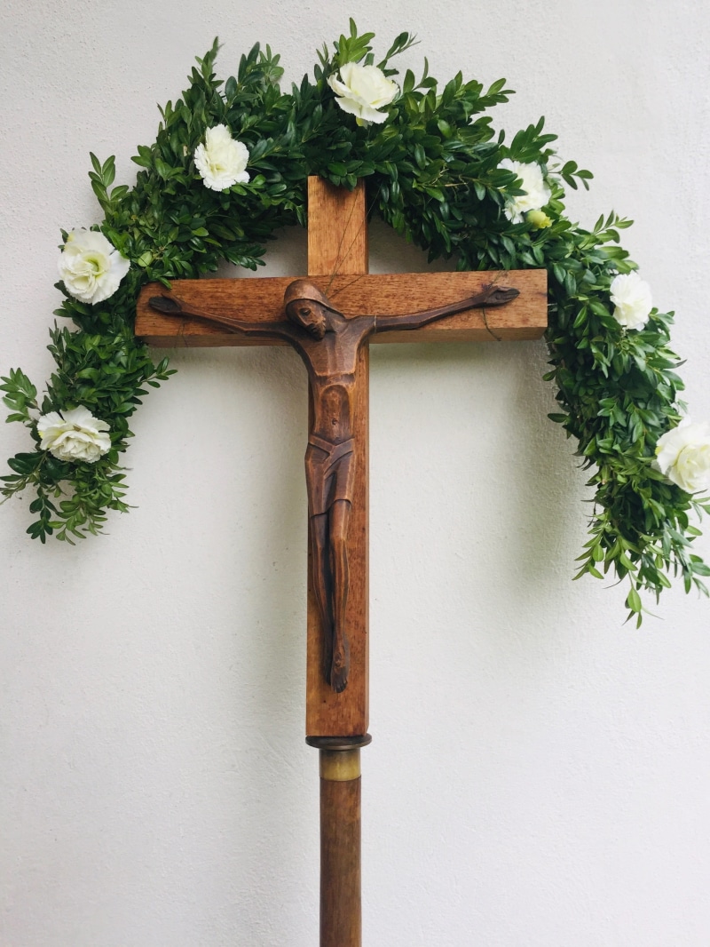 good friday, wall - building feature, flower, art and craft, faith, crucifix, christianity, religious, belief, holy, close-up, wood - material, nature