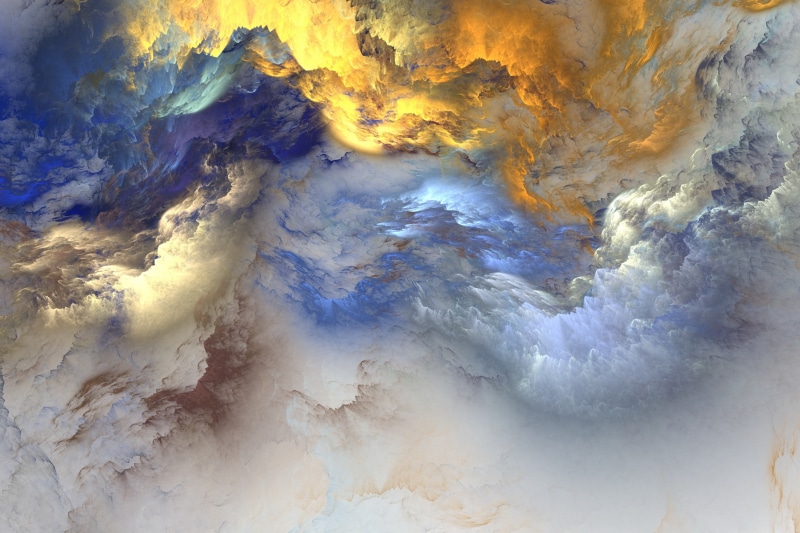 unreal, physical geography, cloud - Sky, blue, mountain, geology, beige, day, full frame, 5K, sky, backgrounds, scenics, space, light - Natural Phenomenon