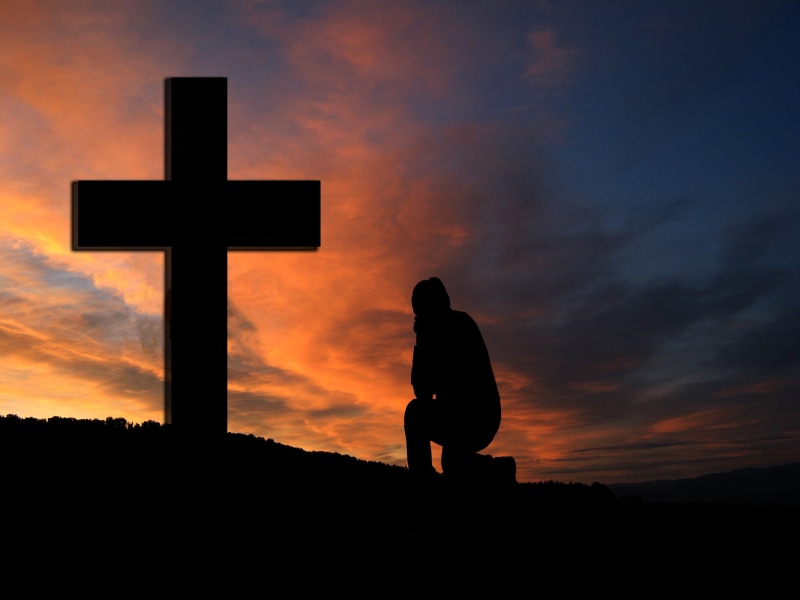 jesus christ, christianity, symbol, men, church, nature, leisure activity, still, black, forgiveness, person, figure, one person, kneeling, silhouette