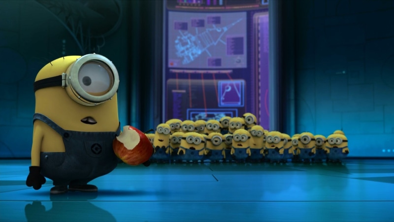 text, no people, representation, home interior, blue, flooring, 1080P, absence, yellow, still life, close-up, technology, minions, still, day, movies