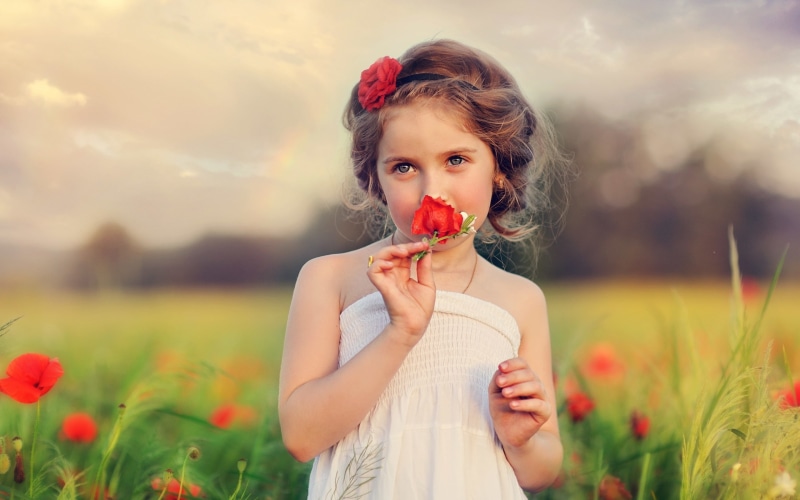2K, Child, Flowers, Girl, Beautiful