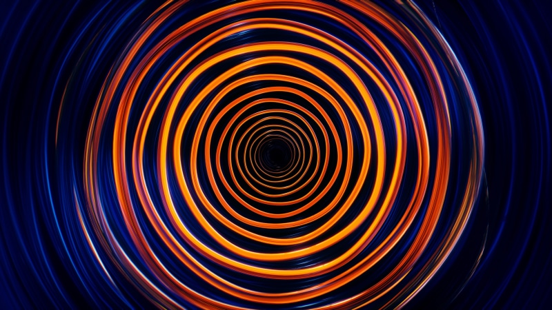 Circles, 4K, Neon, 4K, Waves, Colorful, Orange, Dark