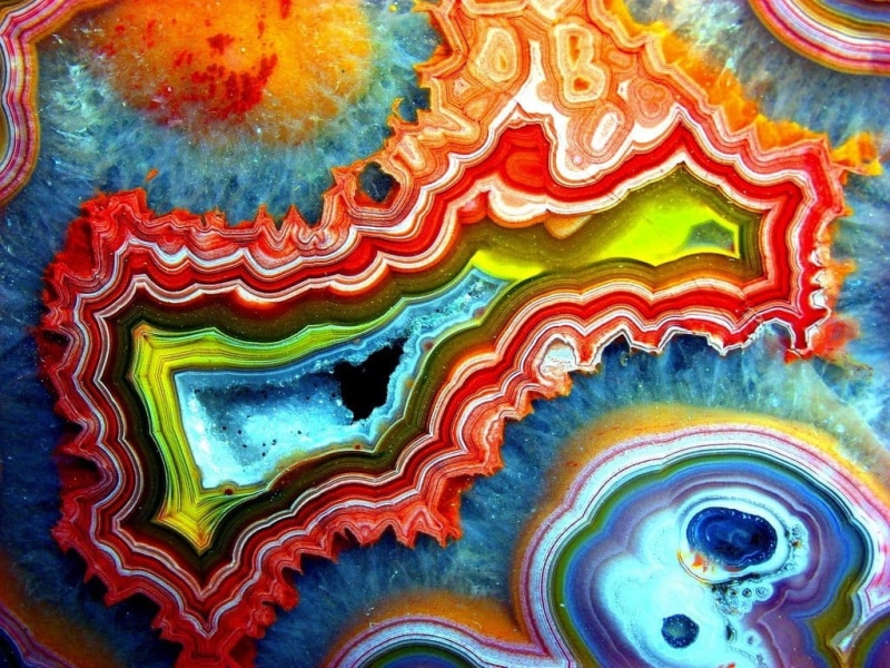 close-up, 480P, shape, rock, high angle view, pattern, backgrounds, multicolored, natural pattern, yellow, painting, abstract, semi-precious gem, colorful