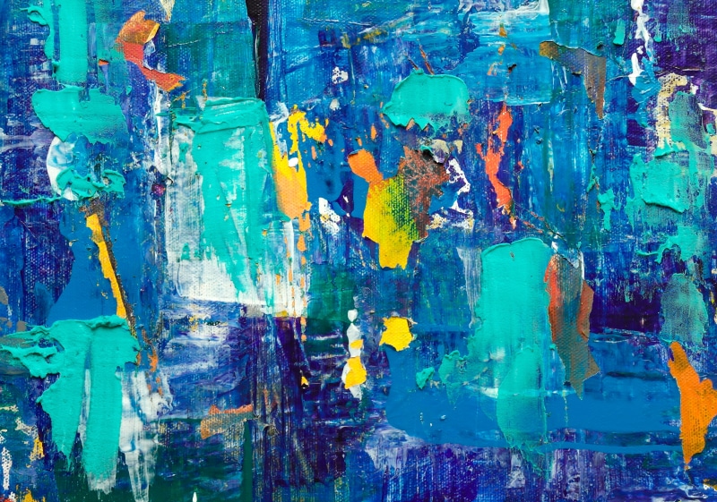  backgrounds, art and craft, colorful, expressionism, damaged, chaos, 4K, built structure, abstract, blue, architecture, abstract painting, red