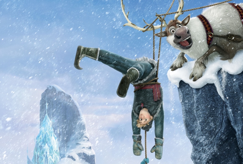 snowflakes, 2013, Sven, Arundel, Walt Disney, animation, Cold Heart, ice, Kristoff, Hans, snow, Kingdom, 4K, Frozen, deer, Arendelle, ice castle