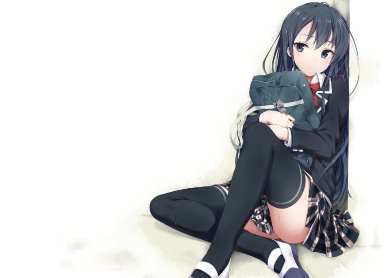 holding, leisure activity, School Uniform, three quarter length, portrait, Yukinoshita Yukino, real people, young adult, nature, women, one person, sky