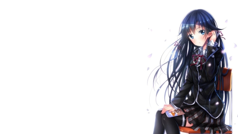 Yukinoshita Yukino, studio shot, white background, 1080P, real people, standing, front view, leisure activity, looking at camera, anime girls, beautiful woman