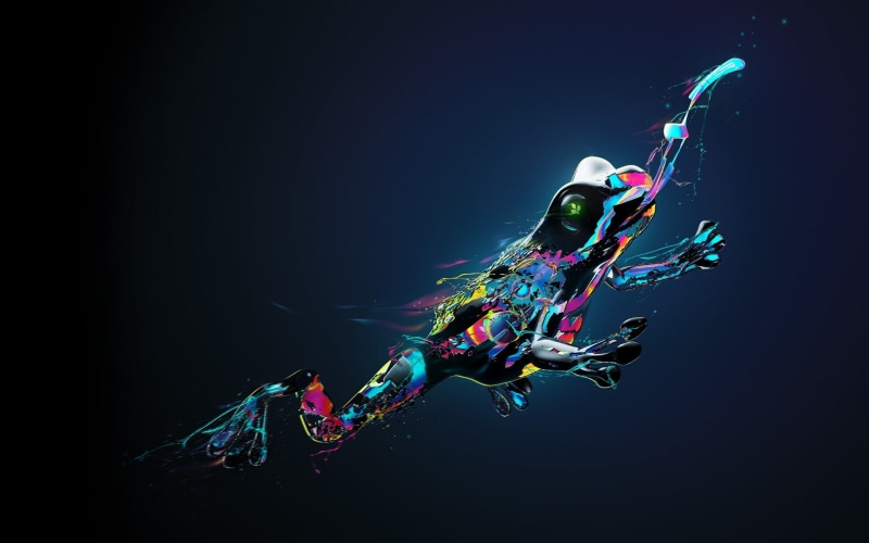 nature, arts culture and entertainment, multi colored, performance, paint splatter, digital art, 1080P, night, sea, black background, copy space, studio shot