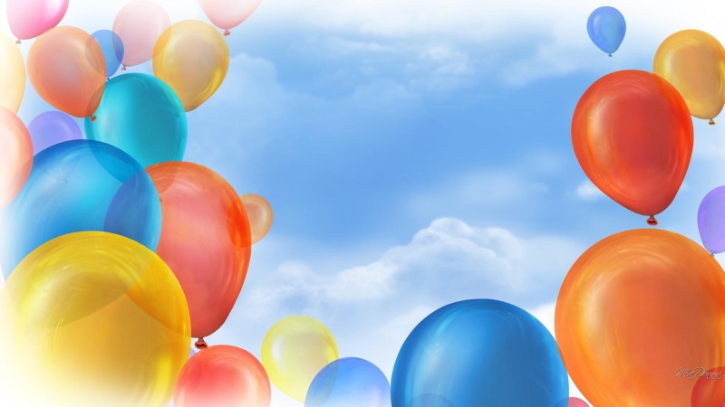 1080P, air, balloons, celebration, clouds, colored, get-well, multi, life, blue, celebrate, birthday, happy