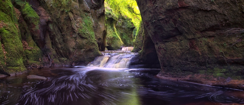 scenics, photo, body of water, tree, river, freshness, Devils Pulpit, rock - Object, water, Waterfall, Gorge, Scotland, 5K, beauty In Nature, outdoors