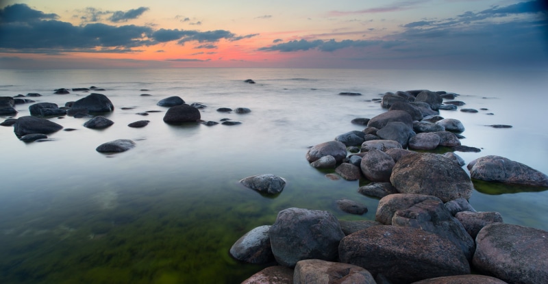 sea, reflection, HDR, dusk, stones, sky, scenics, water, white, beach, outdoors, white clouds, rocks, 1080P, estonia, nature, coastline, grey, rock - Object
