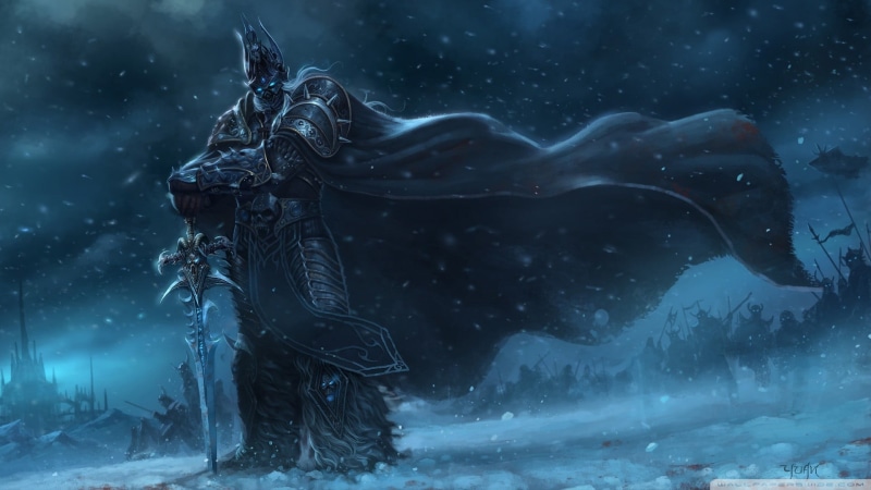 gladiator, snowing, close-up, motion, focus on foreground, creativity, animal wildlife, animal, black, cold temperature, 1080P, World of Warcraft, video games