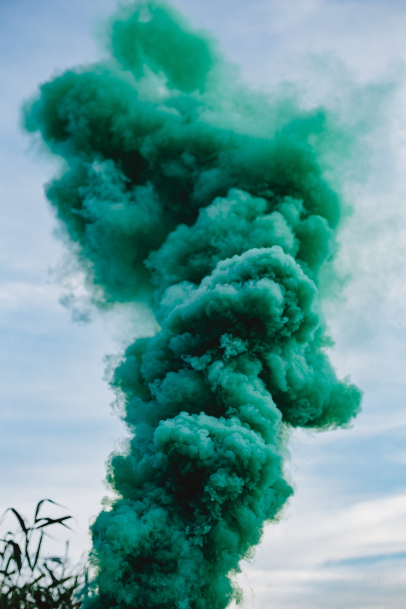blue, warning sign, bomb, pollution, beauty in nature, cloud - Sky, motion, power in nature, green color, green smoke, geology, volcano, green, no people