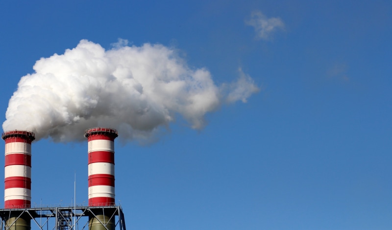 architecture, sky, fumes, pollution, smoke, environment, toxic Substance, fuel and Power Generation, low angle view, blue, smog, 5K, power Station, steam