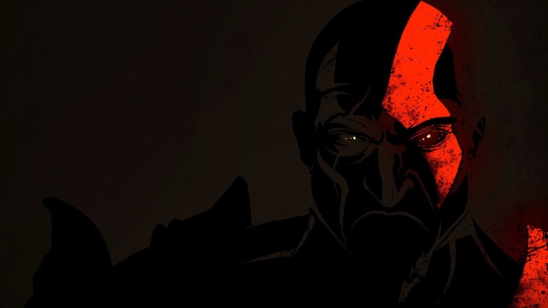 red, fear, architecture, disguise, dark, mask, God of War III, art and craft, representation, silhouette, obscured face, horror, god, indoors, Kratos, one person