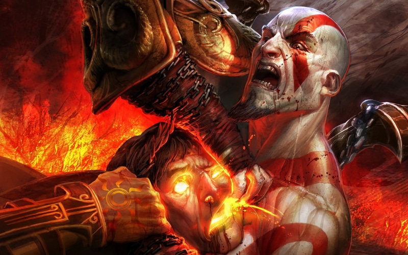 togetherness, halloween, fear, adult, emotion, video games, Kratos, human body part, horror, burning, celebration, two people, 2K, demon - fictional character