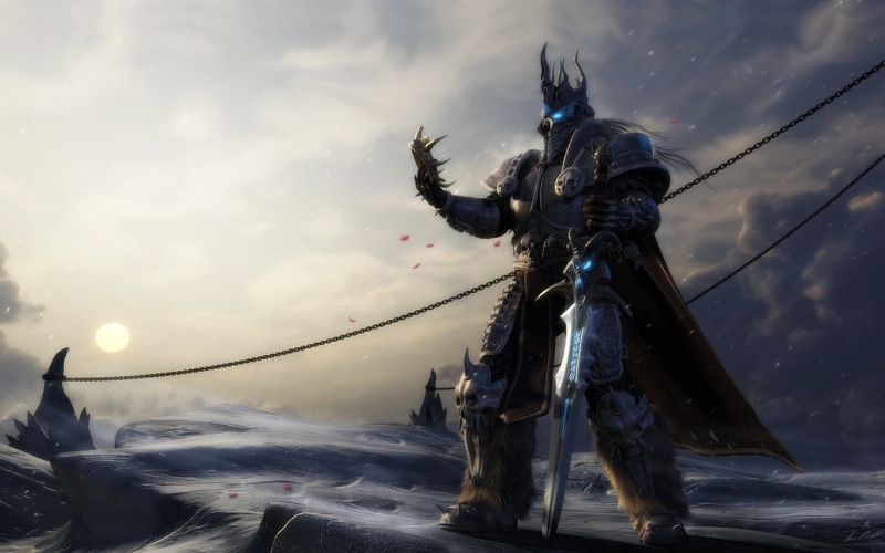 nature, sword, statue, human representation, motion, cloud - sky, holding, art and craft, costume, water, man, no people, Arthas, outdoors, sky, video games