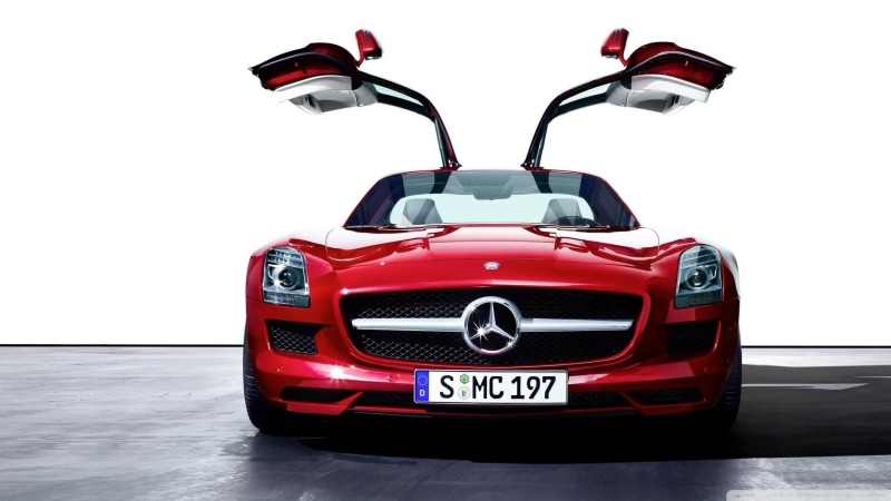 Mercedes-Benz SLS AMG, Mercedes-Benz, chrome, car, cut out, land vehicle, gullwing, studio shot, vehicle, sport, transportation, convertible, technology