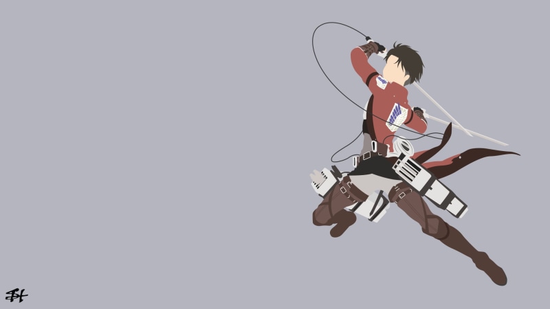 fun, 1080P, holding, studio shot, Levi Ackerman, motion, emotion, positive emotion, indoors, creativity, excitement, mid-air, adult, one person, Attack On Titan