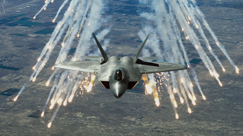 motion, F-22 Raptor, fighter plane, mode of transportation, grey, airplane, plane, sky, mid-air, stealth, nature, aerospace industry, contrails, flying