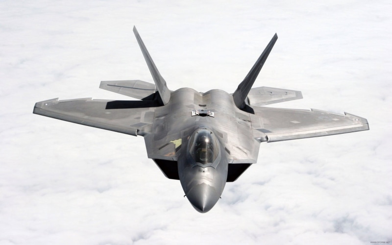 stealth, air vehicle, single object, gray, sky, military, low angle view, F-22 Raptor, air force, Lockheed Martin F-22 Raptor, military airplane, 1080P
