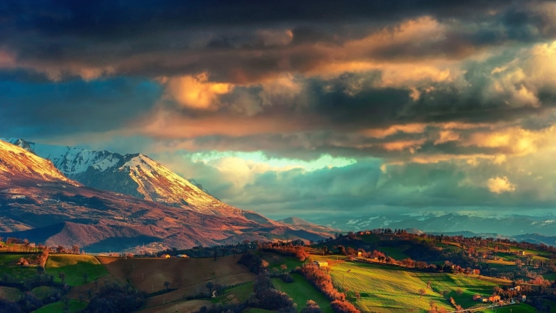 outdoors, mountains, storm, Alps, tranquil scene, scenics - nature, nature, beauty in nature, hills, idyllic, tranquility, 1080P, trees, mountain range